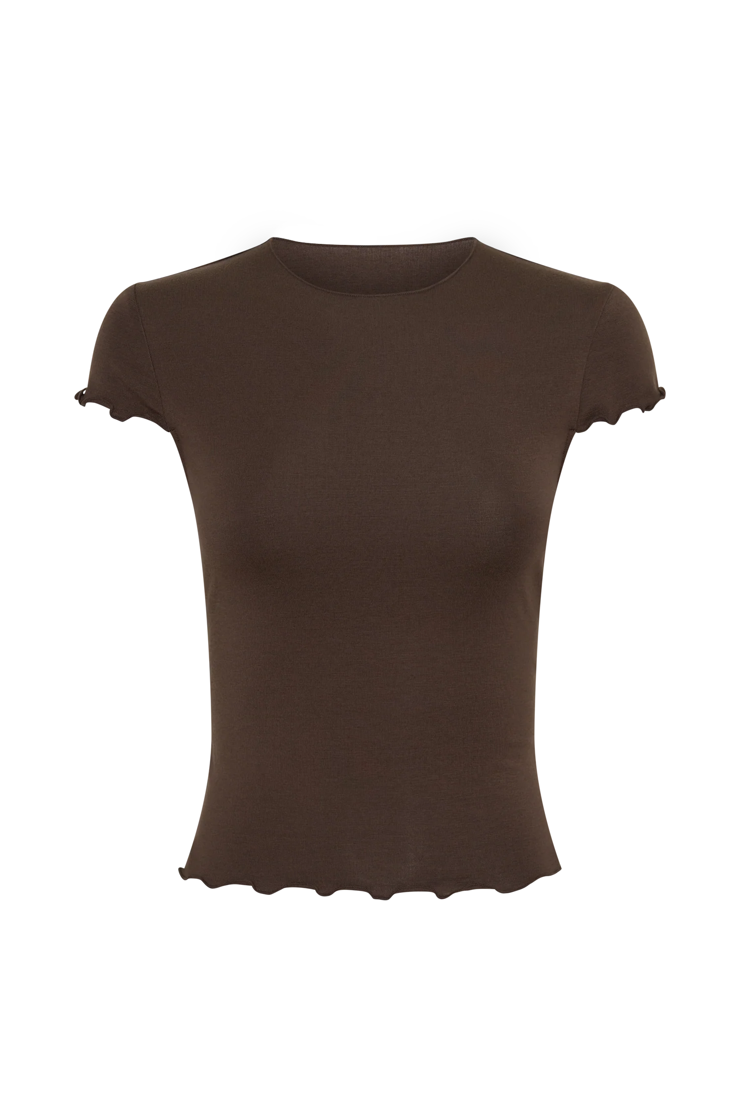 Anfie High Neck Top With Piping Detail - Dark Chocolate